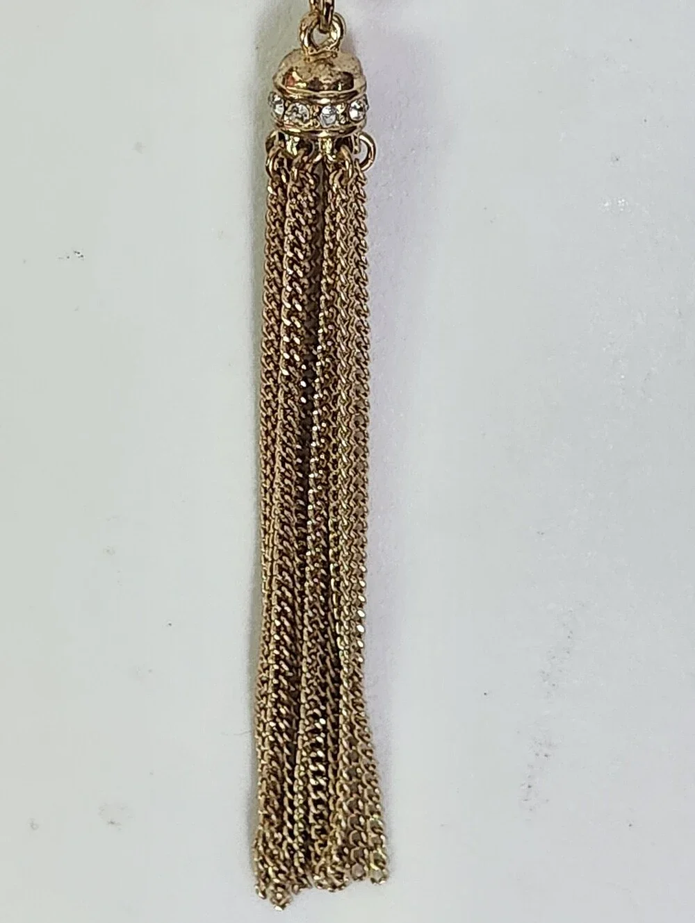 INC International Concepts Gold Tone Circular Crystal Pendant Tassel Necklace